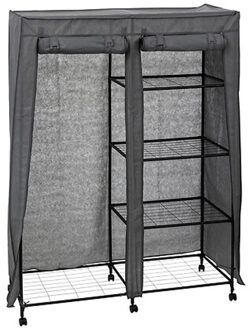 5five Mobiele kledingkast - opvouwbaar?- zwart - kunststof - 120 x 50 x 168 cm - hang en leg opties