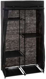 5five Mobiele opvouwbare kledingkast - zwart - hang en leg opties - kunststof - 88 x 46 x 169 cm