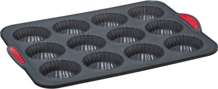 5five Muffins en cupcakes bakken bakvorm/bakblik - 33 x 23 cm - voor 12x stuks - Siliconen - Muffinvormen / cupcakevorme Zwart