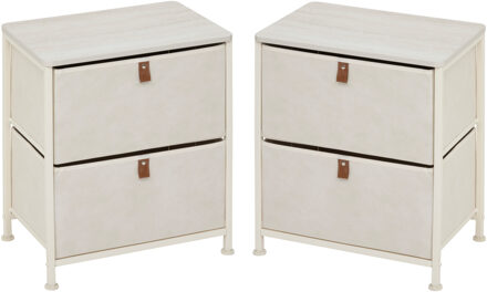 5five Nachtkastje Pisa - 2x stuks - 45 x 30 x 51 cm - beige - slaapkamer - opbergen