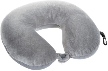 5five Nekkussen Fluweel - grijs - met ophangclip - polyester - reiskussen voor onderweg