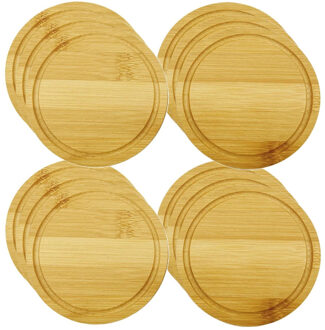 5five Onderzetters voor glazen - 12x stuks - rond - bamboe hout - 10 x 1 cm