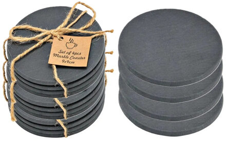 5five Onderzetters voor glazen - 12x stuks - rond - Leisteen - 10 x 0.8 cm