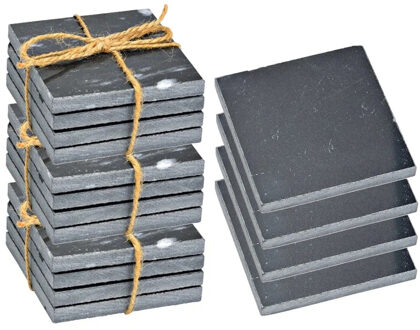 5five Onderzetters voor glazen - 12x stuks - vierkant - Marmer - grijs - 10 x 0.8 cm