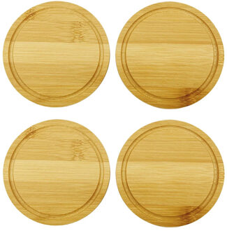 5five Onderzetters voor glazen - 4x stuks - rond - bamboe hout - 10 x 1 cm