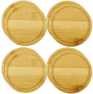 5five Onderzetters voor glazen - 8x stuks - rond - bamboe hout - 10 x 1 cm