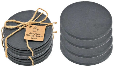 5five Onderzetters voor glazen - 8x stuks - rond - Leisteen - 10 x 0.8 cm