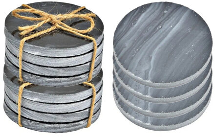 5five Onderzetters voor glazen - 8x stuks - rond - Marmer - grijs - 10 x 0.8 cm