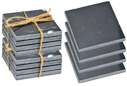 5five Onderzetters voor glazen - 8x stuks - vierkant - Marmer - grijs - 10 x 0.8 cm