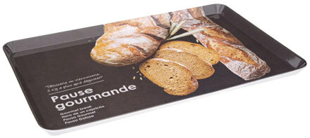 5five Ontbijt Dienblad Brood print - 45 x 30 cm - zwart - Serveerblad - kunststof