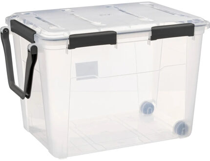 5five opberg Box met deksel - Protect - 100 liter - 67 x 46 x 47 cm - kunststof - transparant