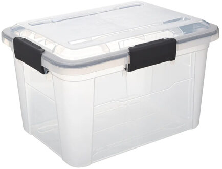 5five opberg Box met deksel - Protect - 18 liter - 38 x 29 x 25 cm - kunststof - transparant
