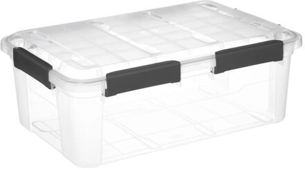 5five opberg Box met deksel - Protect - 32 liter - 58 x 39 x 22 cm - kunststof - transparant