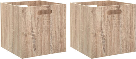 5five Opberg/kast mand - 2x - lichtbruin - MDF hout - 29L - 31 x 31 x 31 cm