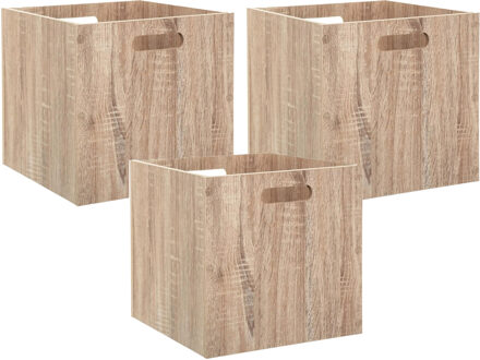 5five Opberg/kast mand - 3x - lichtbruin - MDF hout - 29L - 31 x 31 x 31 cm - Opbergkisten