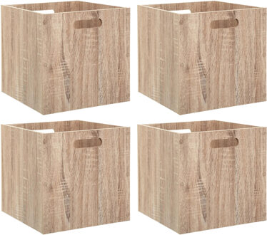 5five Opberg/kast mand - 4x - lichtbruin - MDF hout - 29L - 31 x 31 x 31 cm