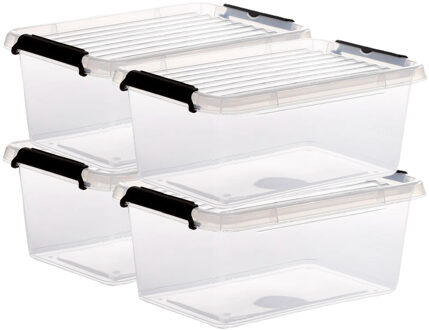 5five opberg kist met deksel - 4,5x - Clip Box - 4,5 liter - 29 x 20 x 12 cm - kunststof - transpara