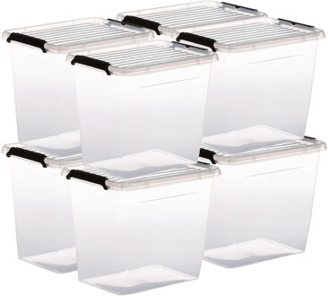 5five opberg kist met deksel - 8x - Clip Box - 3 liter - 19 x 15 x 17 cm - kunststof - transparant