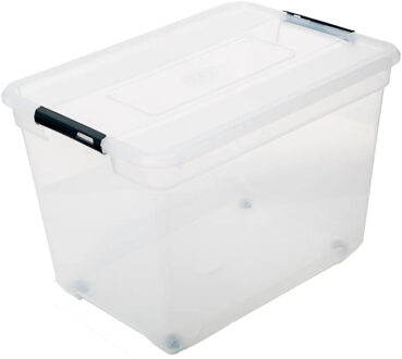 5five opberg kist met deksel - Box - 100 liter - 67 x 48 x 46 cm - kunststof - transparant