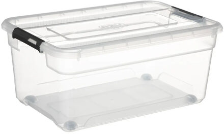 5five opberg kist met deksel - Box - 40 liter - 58 x 39 x 26 cm - kunststof - transparant