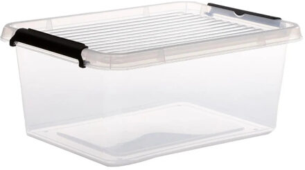 5five opberg kist met deksel - Clip Box - 12,5 liter - 39 x 29 x 17 cm - kunststof - transparant