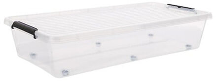 5five opberg kist met deksel - Clip Box - 35 liter - 76 x 39 x 16 cm - kunststof - transparant