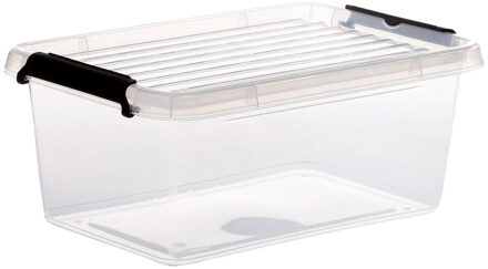 5five opberg kist met deksel - Clip Box - 4,5 liter - 29 x 20 x 12 cm - kunststof - transparant