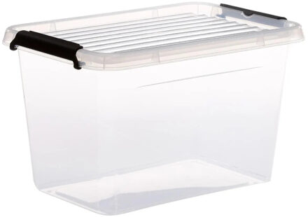 5five opberg kist met deksel - Clip Box - 6.5 liter - 29 x 20 x 18 cm - kunststof - transparant