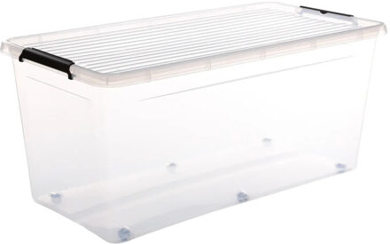 5five opberg kist met deksel - Clip Box - 75 liter - 76 x 39 x 35 cm - kunststof - transparant