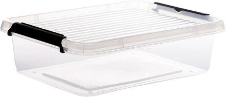 5five opberg kist met deksel - Clip Box - 8,5 liter - 39 x 29 x 12 cm - kunststof - transparant