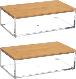 5five Opbergbox - 2x - 16 x 5 cm - kunststof - voor nagellak/sieraden/make-up - box - organizer - houder