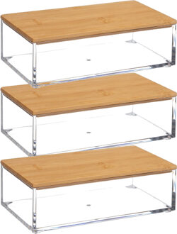 5five Opbergbox - 3x - 16 x 5 cm - kunststof - voor nagellak/sieraden/make-up - box - organizer - houder