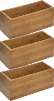 5five Opbergbox - 3x - voor sieraden/make-up - 23 x 9,5 cm - bamboe hout - nagellak box - sieraden box - h