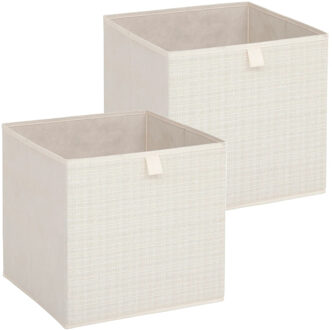 5five Opbergbox kastmand - 2x - beige/tweed - 31 x 31 x 31 cm - opbergers