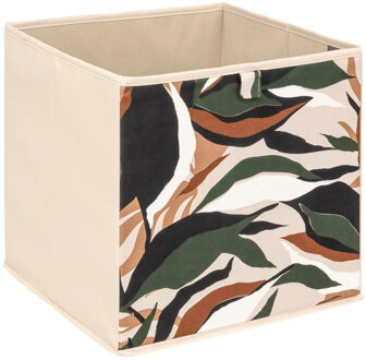 5five Opbergbox kastmand - beige/botanic - 31 x 31 x 31 cm - opbergers