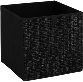 5five Opbergbox kastmand - zwart/tweed - 31 x 31 x 31 cm - opbergers