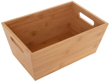5five Opbergbox van bamboe hout - naturel - 30 x 20 x 13 cm - met handvaten - opbergers bakjes/mand