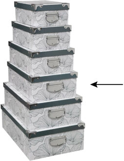 5five Opbergdoos/box - 2x - Art-deco wit - L40 x B26.5 x H14 cm - Stevig karton - Artdecobox