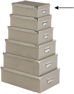 5five Opbergdoos/box - 2x - beige - L28 x B19.5 x H11 cm - Stevig karton - Crocobox - Opbergbox