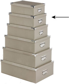 5five Opbergdoos/box - 2x - beige - L32 x B21,5 x H12 cm - Stevig karton - Crocobox - Opbergbox