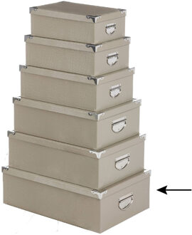 5five Opbergdoos/box - 2x - beige - L48 x B33.5 x H16 cm - Stevig karton - Crocobox - Opbergbox