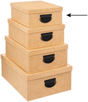 5five Opbergdoos/box - 2x - goudgeel - L28 x B22 x H11 cm - Stevig karton - Industrialbox - Opbergbox