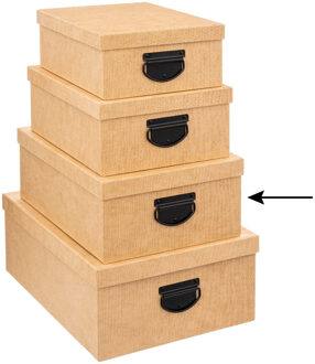 5five Opbergdoos/box - 2x - goudgeel - L35 x B26 x H14 cm - Stevig karton - Industrialbox - Opbergbox