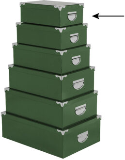 5five Opbergdoos/box - 2x - groen - L28 x B19.5 x H11 cm - Stevig karton - Greenbox - Opbergbox