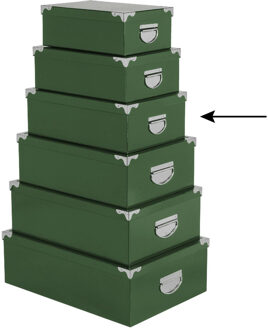 5five Opbergdoos/box - 2x - groen - L36 x B24.5 x H12.5 cm - Stevig karton - Greenbox - Opbergbox