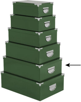 5five Opbergdoos/box - 2x - groen - L44 x B31 x H15 cm - Stevig karton - Greenbox - Opbergbox