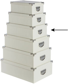 5five Opbergdoos/box - 2x - ivoor wit - L36 x B24.5 x H12.5 cm - Stevig karton - Crocobox - Opbergbox