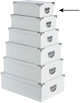 5five Opbergdoos/box - 2x - wit - L28 x B19.5 x H11 cm - Stevig karton - Whitebox - Opbergbox
