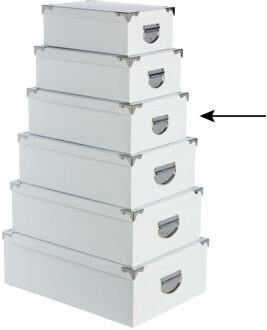 5five Opbergdoos/box - 2x - wit - L36 x B24.5 x H12.5 cm - Stevig karton - Whitebox - Opbergbox