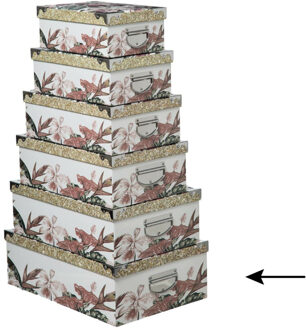 5five Opbergdoos/box - 2x - wit - L48 x B33.5 x H16 cm - Stevig karton - Junglebox